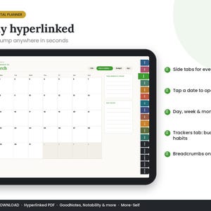2027 Digital Planner, Hyperlinked iPad Planner, GoodNotes Planner, Notability Weekly and Monthly Planner, Goal & Habit Tracker, Landscape image 3