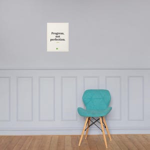 Progress Not Perfection Print, Motivational Quote Poster, Minimalist Wall Art, Self Care Home Decor, 12x16