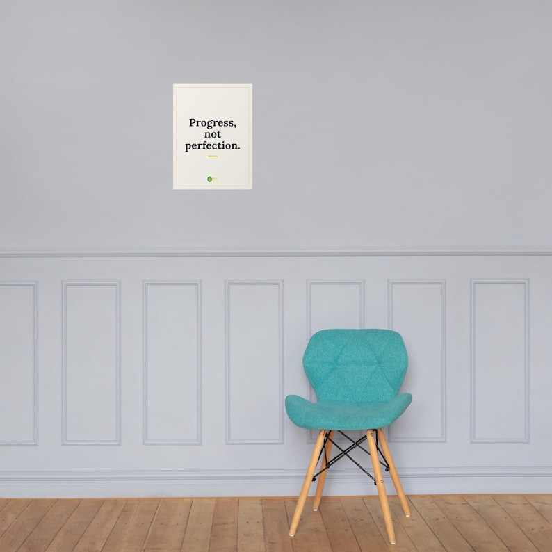 Progress Not Perfection Print, Motivational Quote Poster, Minimalist Wall Art, Self Care Home Decor, 12x16