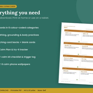 48 printbare kaarten om tot rust te komen, angst te verlichten en ademhalingsoefeningen te doen (digitale download) afbeelding 4