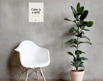 Lugn är en färdighet, motivationscitatposter, minimalistisk väggkonst, självvårdsinredning, 12x16