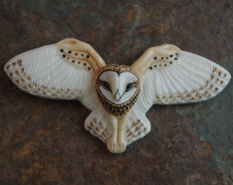 Cabochon flying owl , " Flying owl Claire " Porcelain by Lana Manna