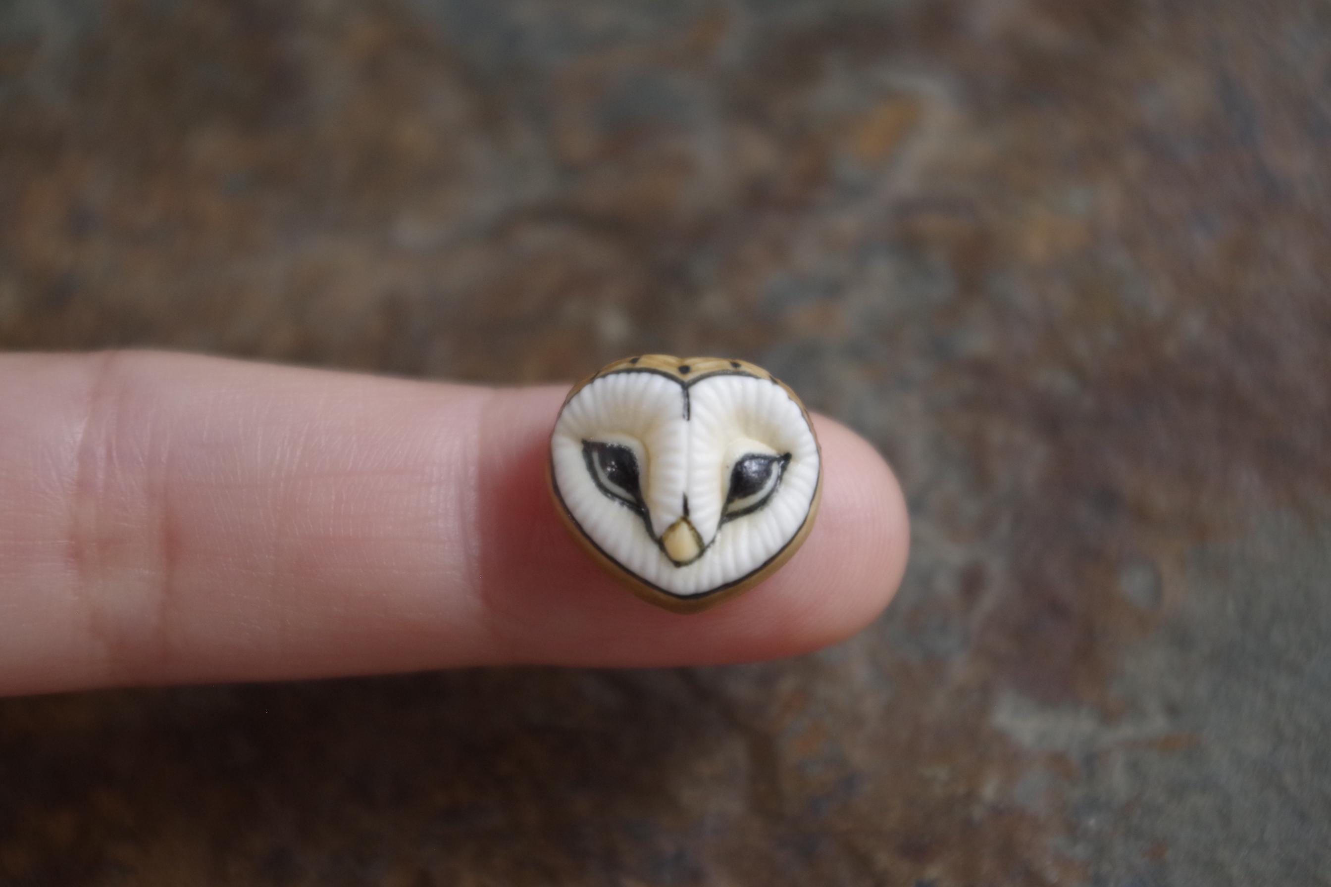 Cabochon Barn owl face, "Brown Mia" Porcelain by Lana Manna