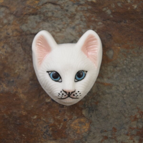 Porcelain Cabochon Cat Face, Porcelain by Lana Manna