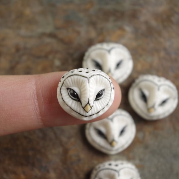 Porcelain cabochon owl face "sleeping white Lillian" Porcelain by Lana Manna