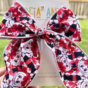 Labubu-Inspired Hand-Tied Hair Bow – Labubu hair bow | Labubu birthday | Gifts for Girls | Fabric Hair bows