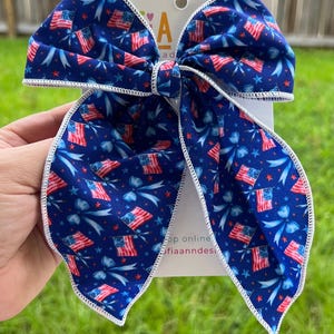 Patriotic 4th of July Hair Bow | Red White and Blue hair  Bow | Independence Day Hair Accessory | USA Flag hair bow