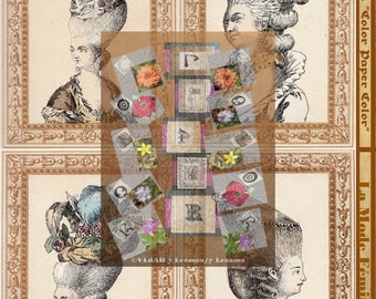 4-LA MODE FEMININE kaboodle.  French images to create Embellishments for Journals, Collages, Mixed Media, Wall Art, etc.  Instant Download.