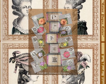 5-LA MODE FEMININE kaboodle. French images to create Embellishments for Journals, Collages, Mixed Media, Wall Art, etc.  Instant Download.