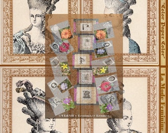 1-LA MODE FEMININE Kaboodle. French images to create Embellishments for Journals, Collages, Mixed Media, Wall Art, etc.  Instant Download.