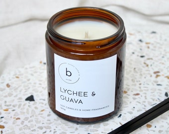 LYCHEE & GUAVA  Soy Candle  | Handmade in Australia | 33 hours burn time