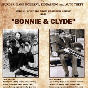 BONNIE & CLYDE 13&quot; x 19&quot; Fotodruck Poster