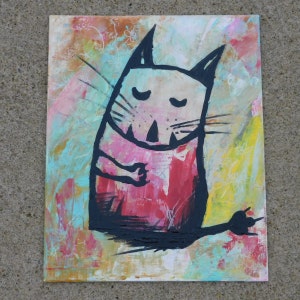 peinture acrylique originale cat signée par l’artiste 8x10