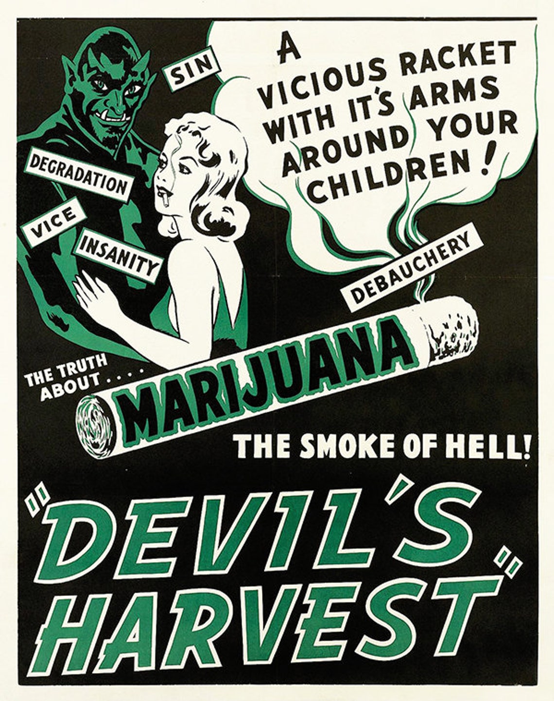 1942 Devil's Harvest Vintage Marijuana Movie Poster 13x19 Etsy