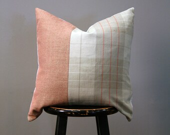 Coral plaid pillow | Etsy Coral Cream Plaid Pillow Sham Coral