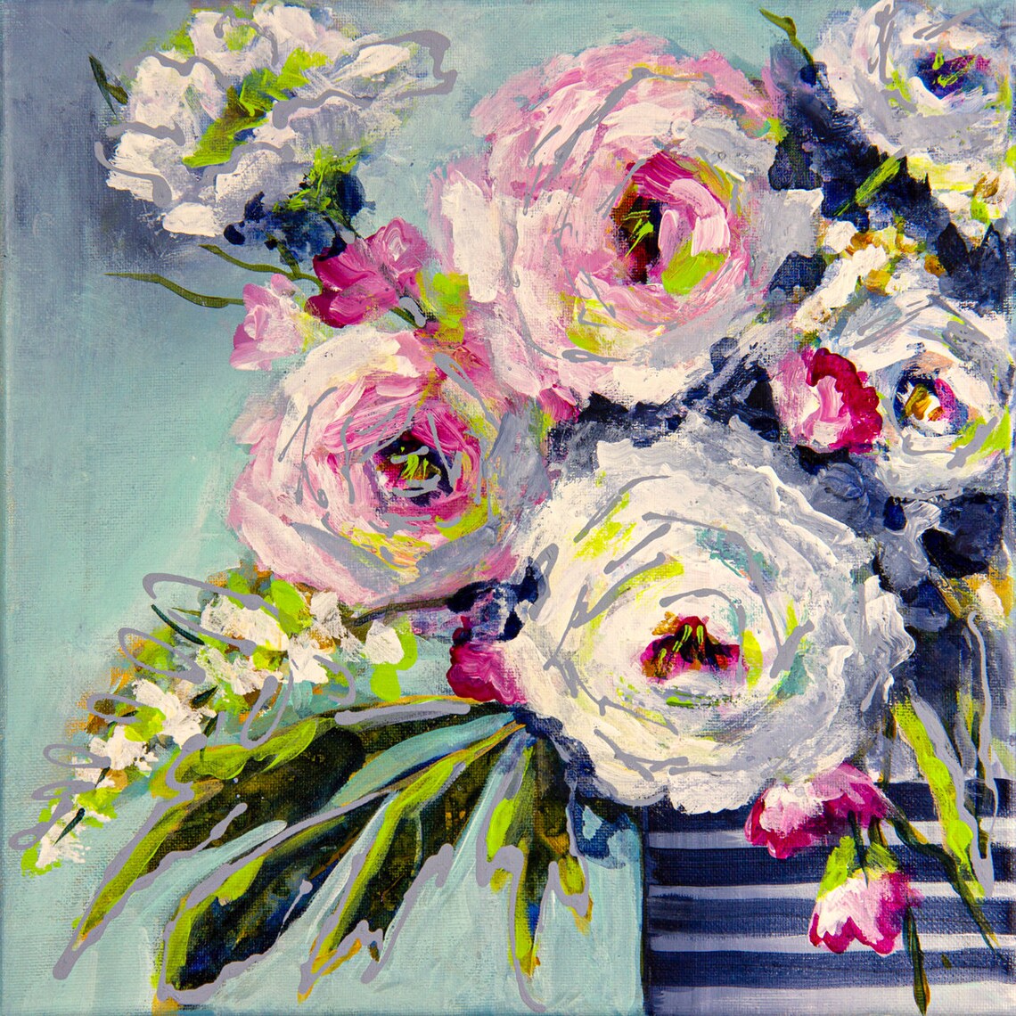 Abstract Floral Art Print for Framing, Contemporary Floral Painting