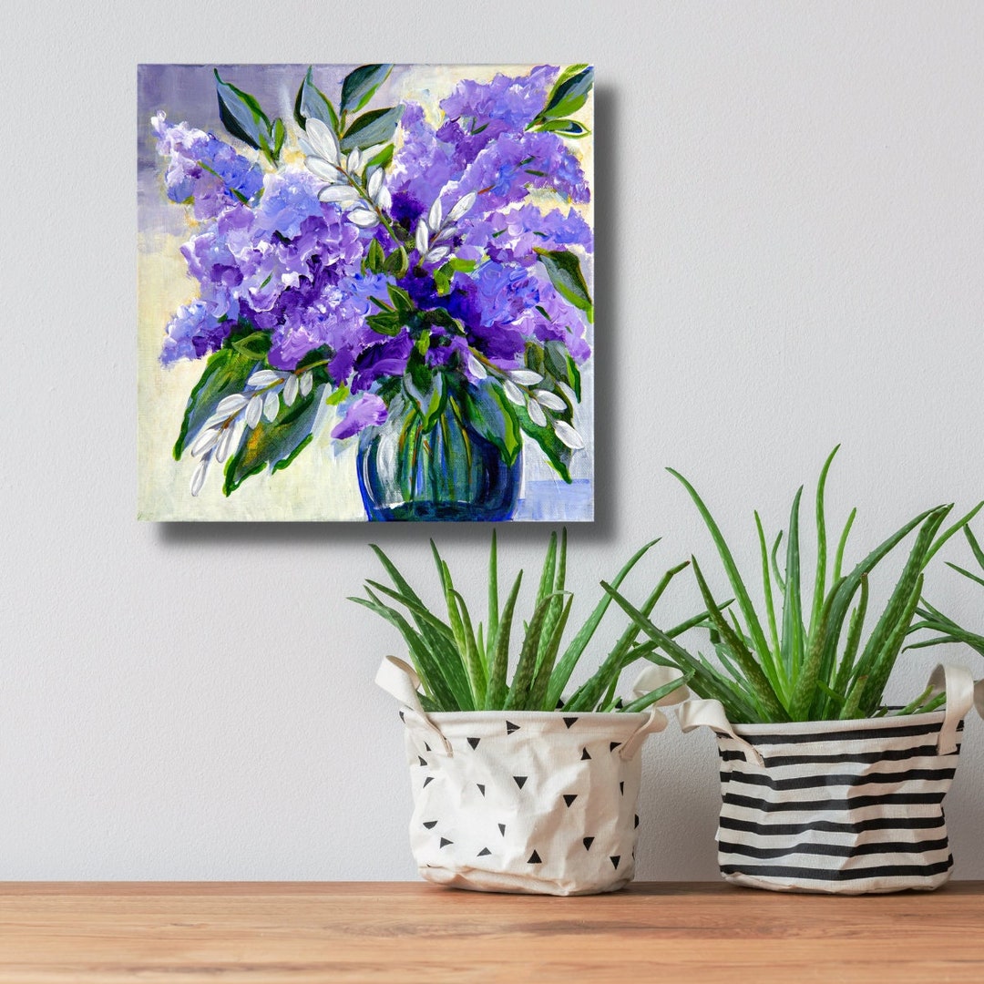 Floral Original Art Print on Canvas, Floral Canvas Wall Art