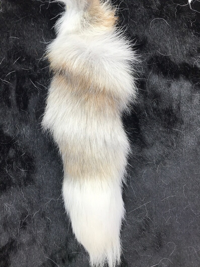 Natural Arctic Marble Cross Fox tail | Etsy