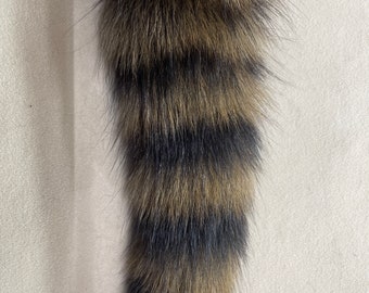 Dyed Brown Raccoon tail keychain