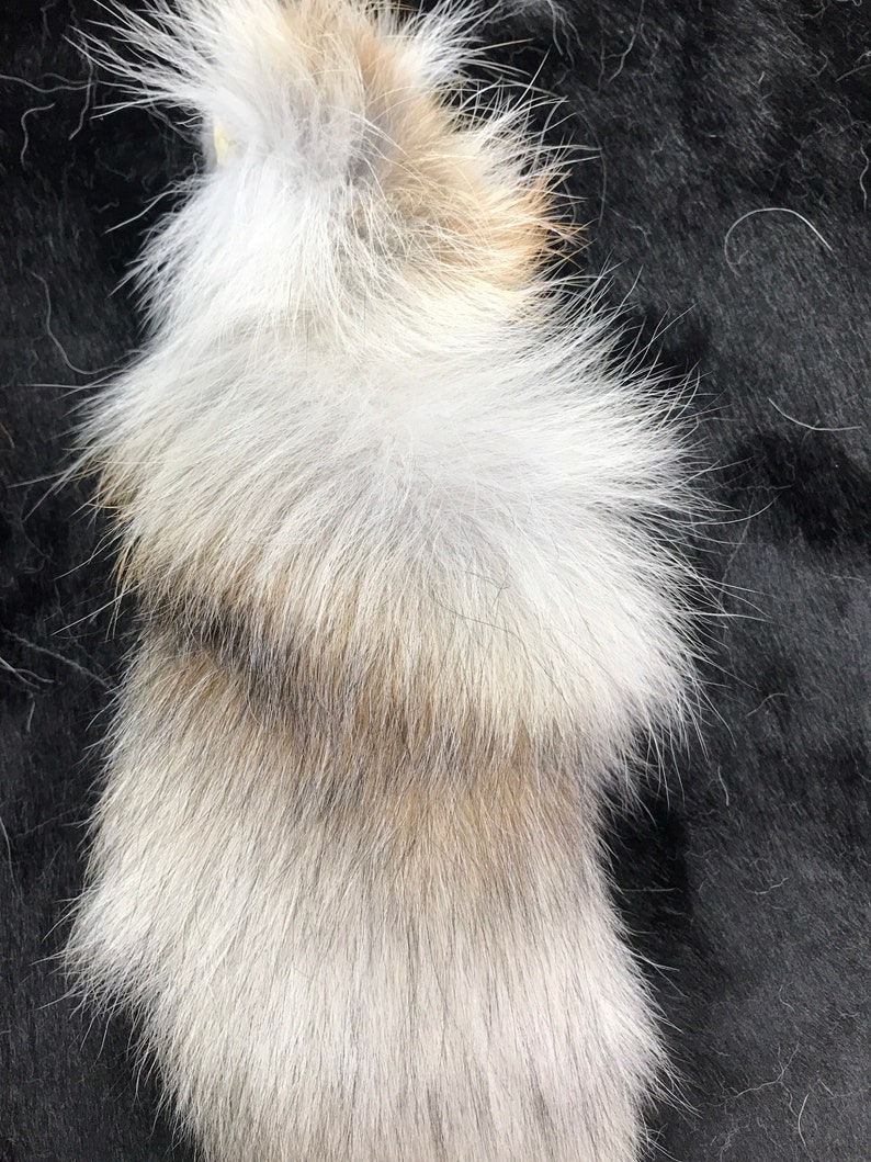 Natural Arctic Marble Cross Fox tail | Etsy