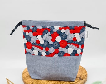 Small project bag, small knitting bag, craft bag, project bag, knitting bag, bobble bag, bag for knitting