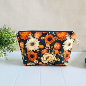Project bag Wild Bloom | Handicraft bag with zipper | Knitting bag for wool | Handmade project bag flowers