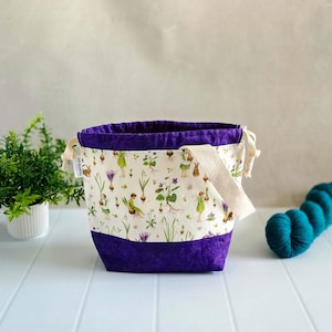 Project bag, small project bag, knitting bag, storage for knitting supplies, wool bag, bobbin bag, project bag, knitting bag