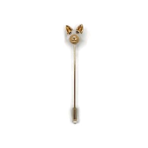 18Kt Red and White Gold Wolf Jewel Brooch with Black Diamond and Baroque Australian Pearl