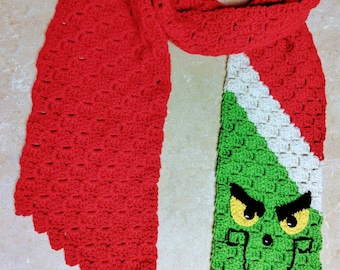 Écharpe des Fêtes Grinch au crochet