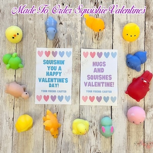 Valentine's Day Squishie cards, squishy toy, school valentines, class valentines, kid valentines, moshi squishy, personalized, DIY