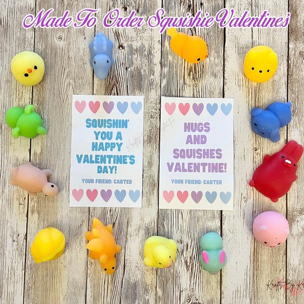 Valentine's Day Squishie cards, squishy toy, school valentines, class valentines, kid valentines, moshi squishy, personalized, DIY