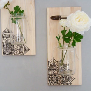 Bohemian decor, garden decor, candle holder, mason jar, lantern, patio, boho wedding decor, henna, hanging vase, yoga gift, birthday gift