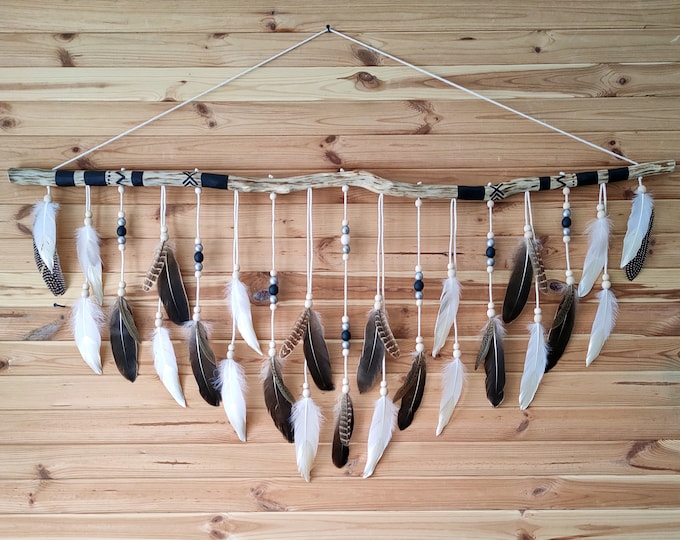 Large Native American Art, Native American Decor, Feather Wall Art ...