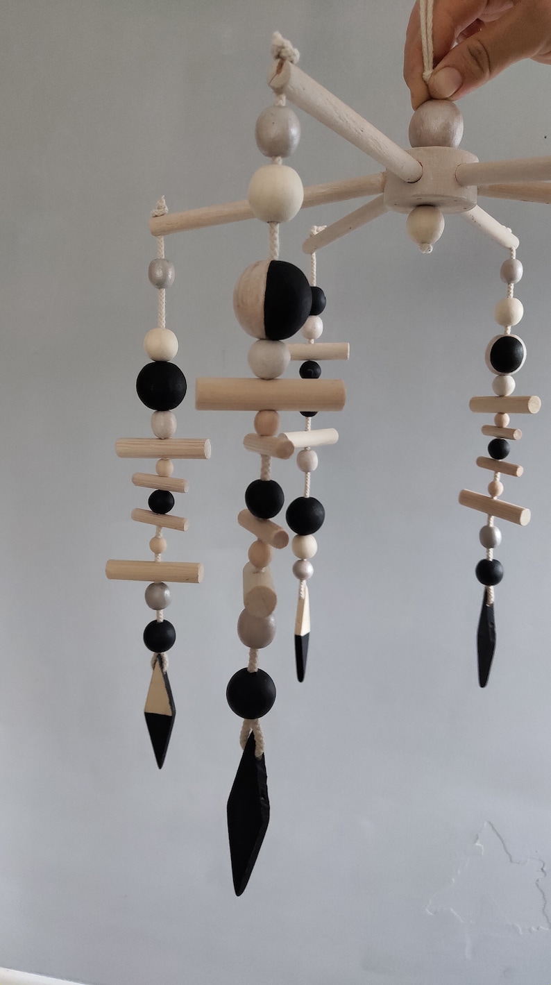 Black and White Baby Mobile Wooden Baby Mobile Baby Boy Etsy