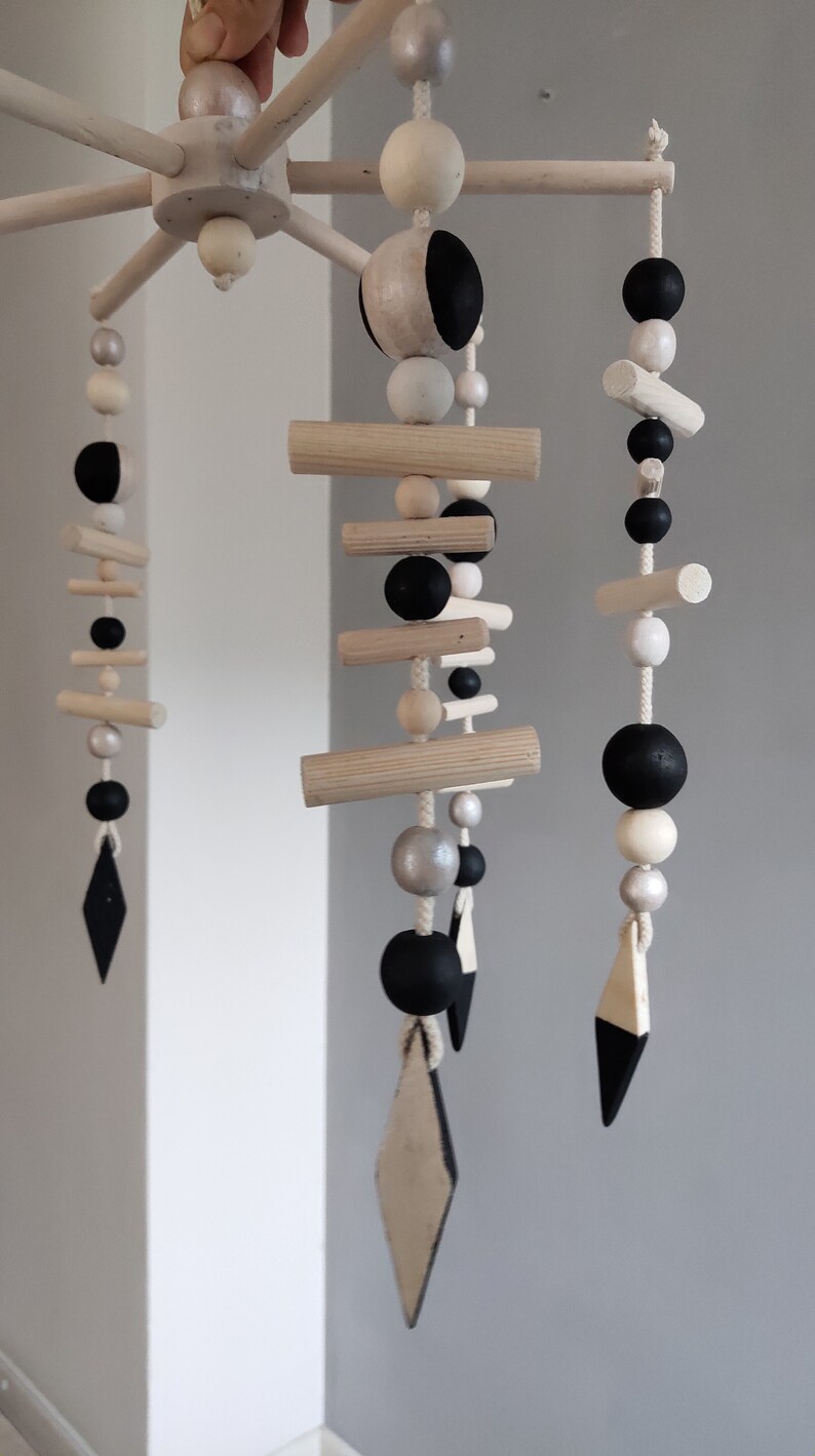 Black and White Baby Mobile Wooden Baby Mobile Baby Boy Etsy