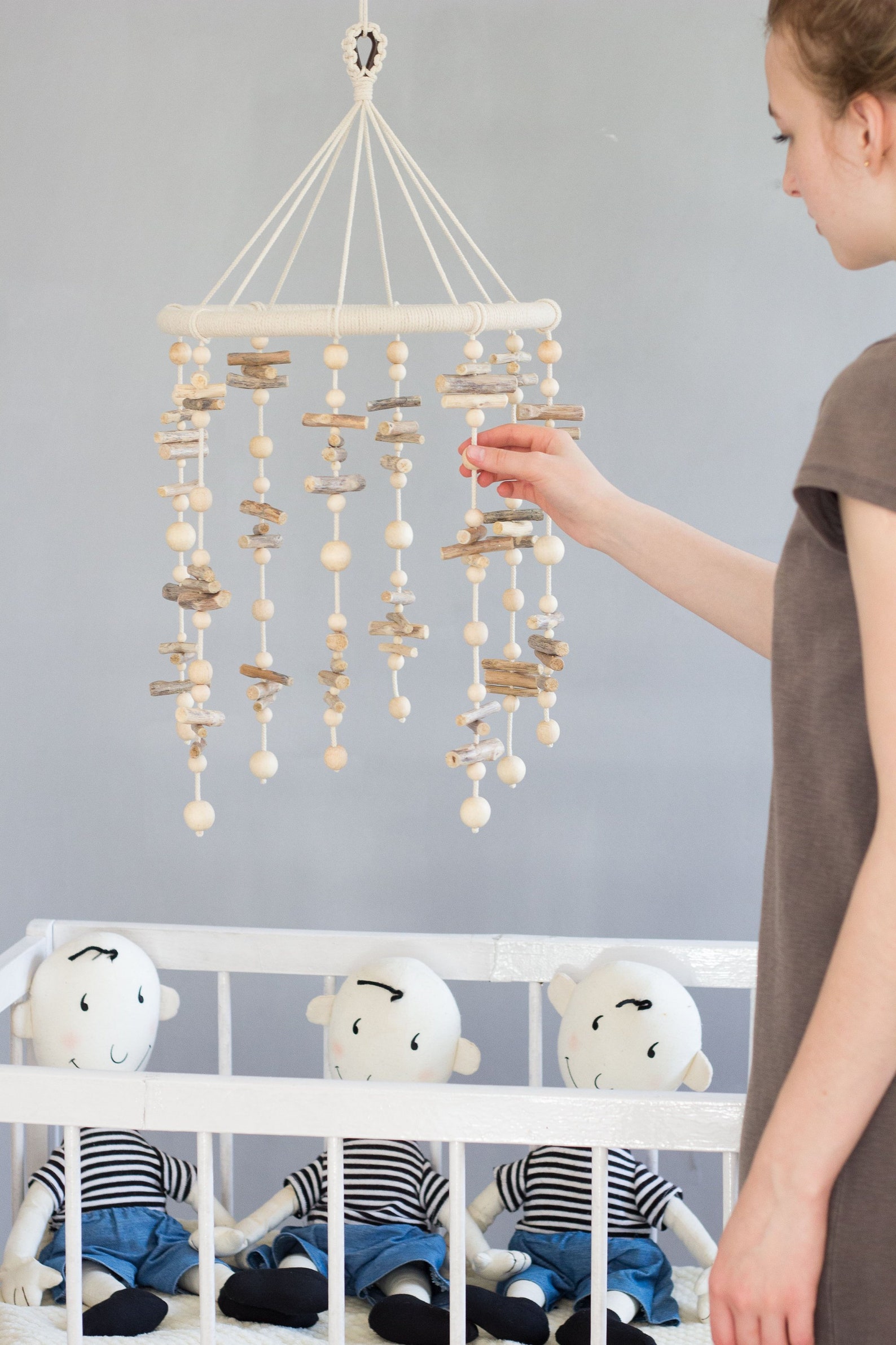 Wooden Baby Mobile Baby Boy Mobile Wood Crib Mobile Natural Etsy