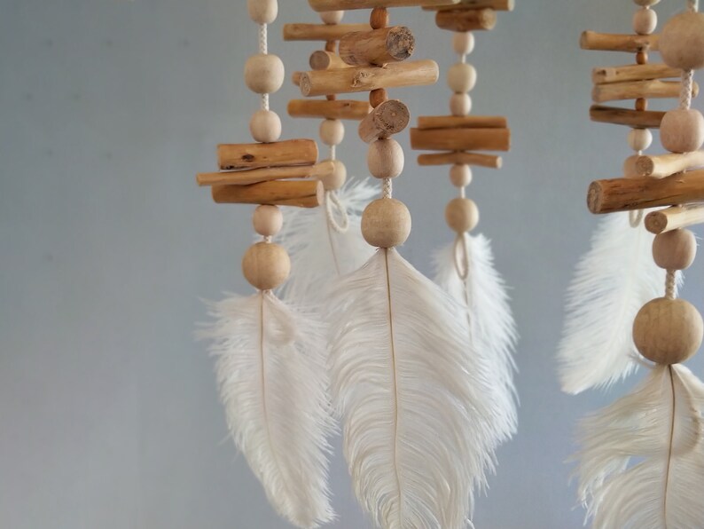 Wooden Baby Mobile Feather Mobile Mobile Art Baby Mobile Etsy