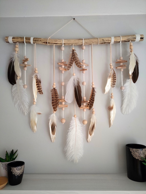 Feather Wall Hanging Baby Nursery Decor Baby Boy Gift Driftwood
