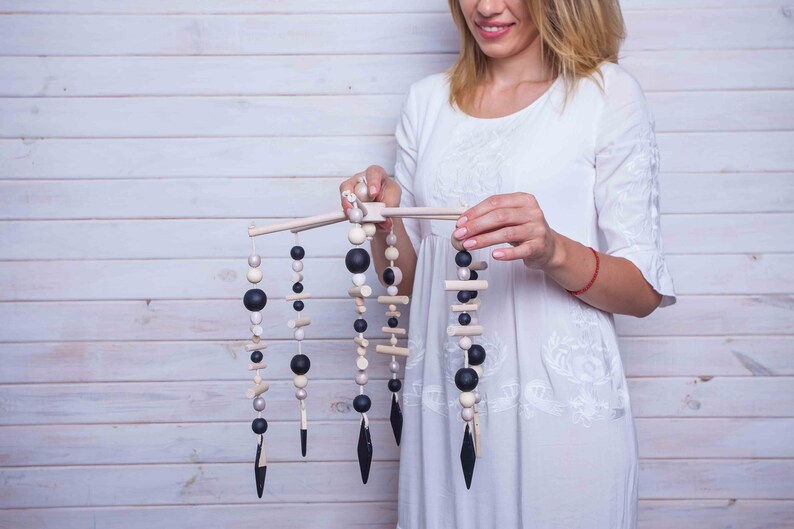 Black and White Baby Mobile Wooden Baby Mobile Baby Boy Etsy