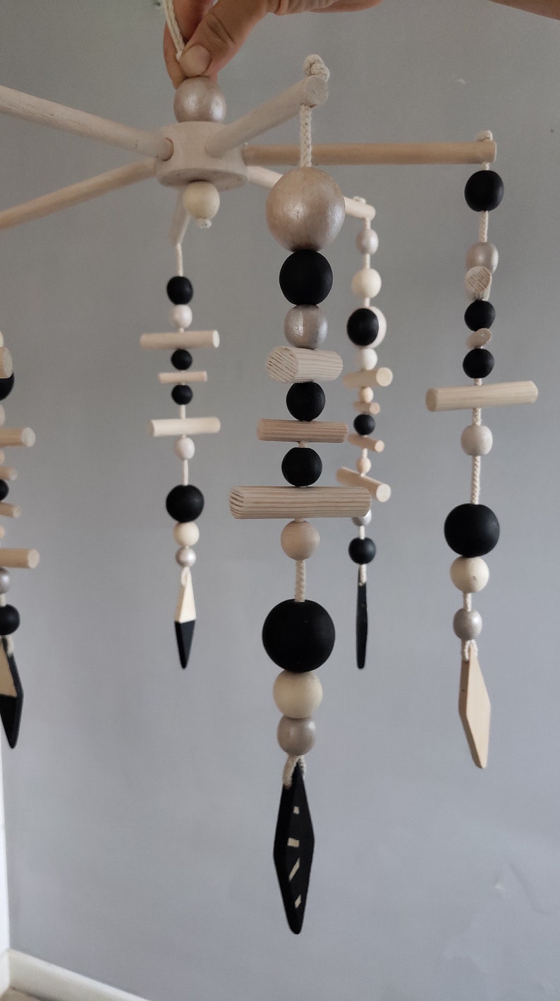 Black and White Baby Mobile Wooden Baby Mobile Baby Boy Etsy