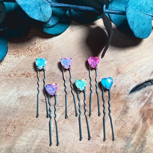 Haarnadeln/Herzhaarnadeln/Brautschmuck/ Haarschmuck/ Hochzeit Accessoires/Hochzeit Haarschmuck/Brautjungfer Haarschmuck/Rainbow Candy