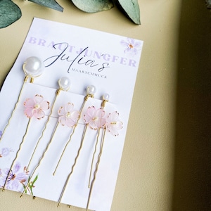Hairpins/ Pearl Hairpins/ Bridal Jewelry/ Hair Accessories/ Wedding Accessories/ Wedding Hair Accessories/ Bridesmaid Hair Accessories/ Pink & Gold