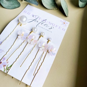 Hairpins/ Pearl Hairpins/ Bridal Jewelry/ Hair Accessories/ Wedding Accessories/ Wedding Hair Accessories/ Bridesmaid Hair Accessories/ White and Pink