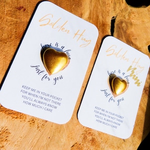 Personalized Golden Pocket Hug | Gold | Heart | Lucky Charm | Encouragement | Small Personal Pocket Hug | Mother&#39;s Day |