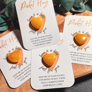 Personalized Pocket Hug | Yellow Jade | Heart | Lucky Charm | Comforter | Encouragement | Small Personal Pocket Hug | Gift Idea