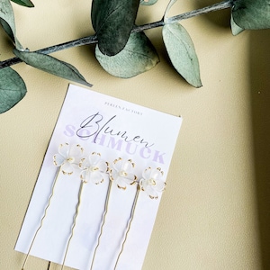 Haarnadeln/ Blumenhaarnadeln/Brautschmuck/ Haarschmuck/ Hochzeit Accessoires/Hochzeit Haarschmuck/Brautjungfer Haarschmuck/ Weiß und Gold