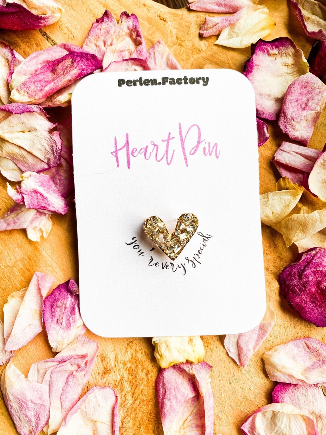 Broche épingle Amour Cœur Fleur Oiseau Dorée - Style Vintage, Breloques Mignonnes, Occasion Portée
