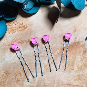 Haarnadeln/Herzhaarnadeln/Brautschmuck/ Haarschmuck/ Hochzeit Accessoires/Hochzeit Haarschmuck/Brautjungfer Haarschmuck/Pink