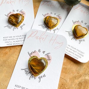 Personalized Pocket Hug | Tiger&#39;s Eye | Heart | Lucky Charm | Comforter | Encouragement | Small Personal Pocket Hug | Gift Idea