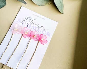 Hairpins/ Flower Hairpins/ Bridal Jewelry/ Hair Accessories/ Wedding Accessories/ Wedding Hair Accessories/ Bridesmaid Hair Accessories/ Ombre Pink & Red